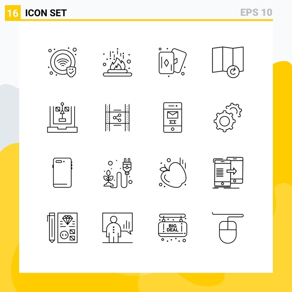 Set of 16 Commercial Outlines pack for planning development hobbies develop refresh Editable Vector Design Elements