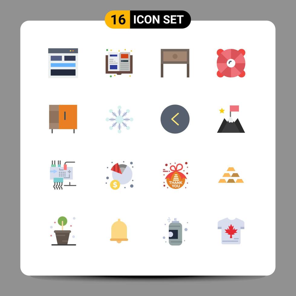 Pictogram Set of 16 Simple Flat Colors of summer rescue end lifebuoy table Editable Pack of Creative Vector Design Elements