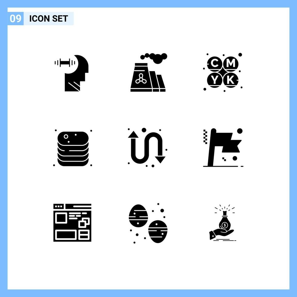 Modern Set of 9 Solid Glyphs Pictograph of repeat shop cmyk food canned Editable Vector Design Elements