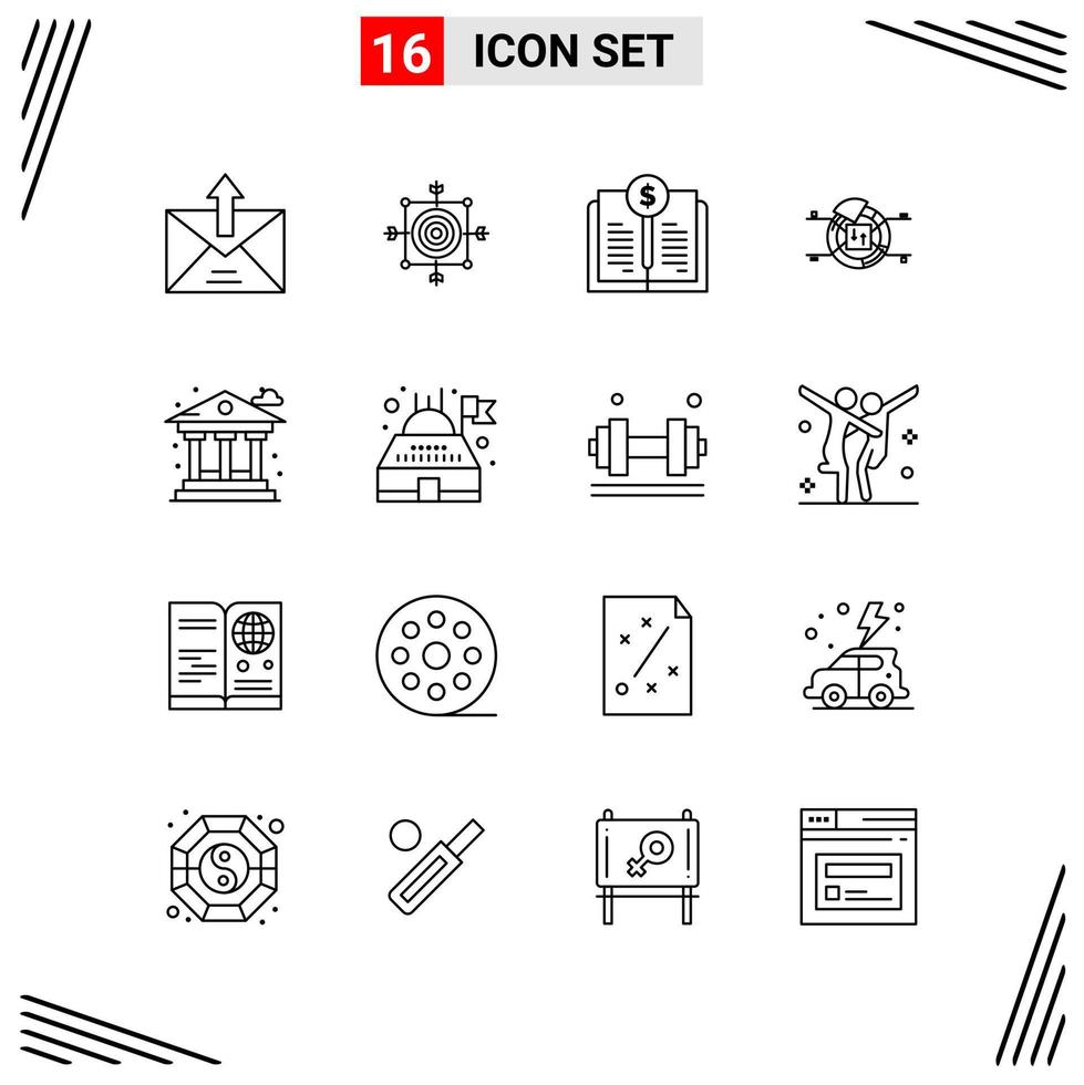 16 iconos estilo de línea basados en cuadrícula símbolos de esquema creativos para el diseño de sitios web signos de icono de línea simple aislados en fondo blanco conjunto de 16 iconos vector