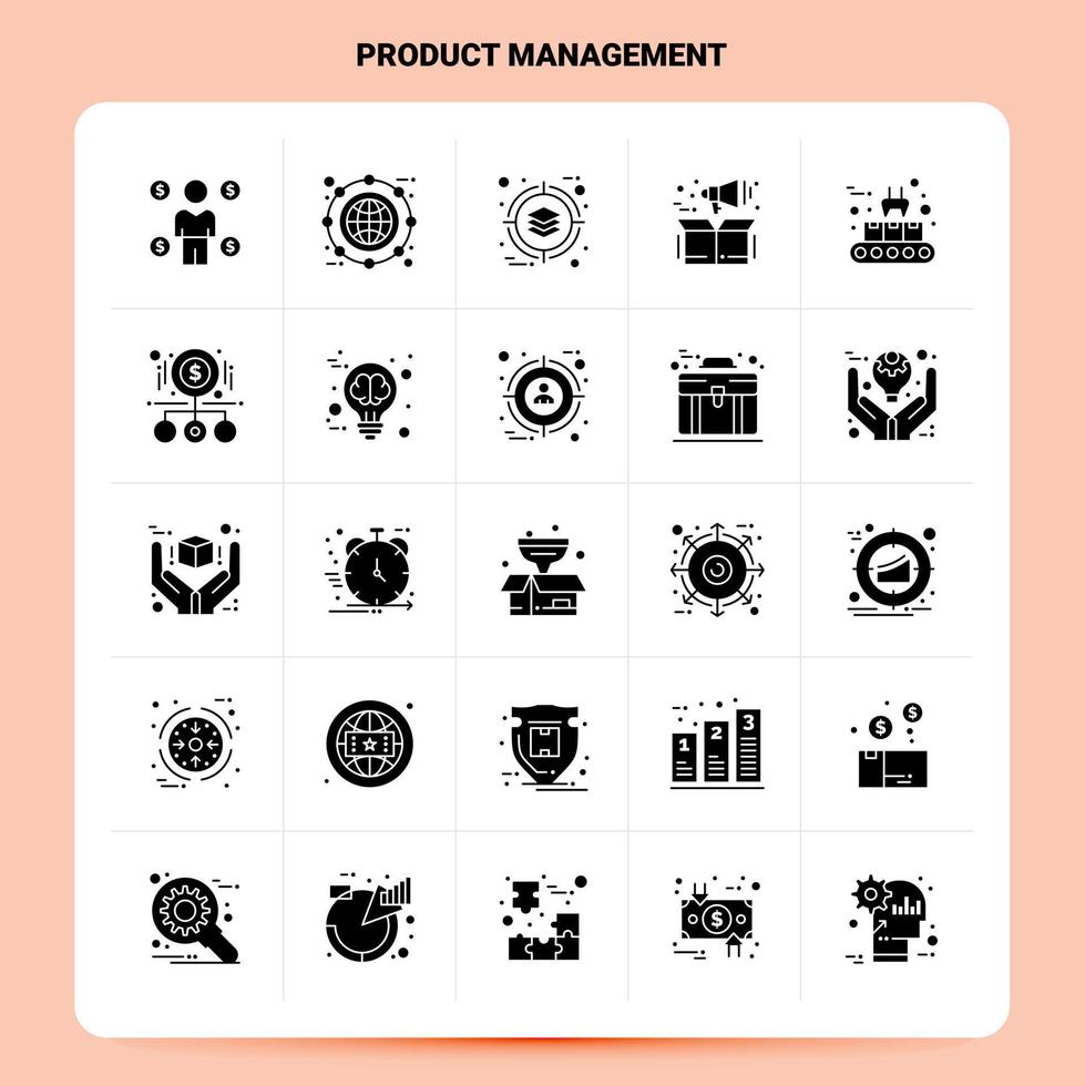 Solid 25 Product Management Icon set Vector Glyph Style Design Black Icons Set Web and Mobile Business ideas design Vector Illustration