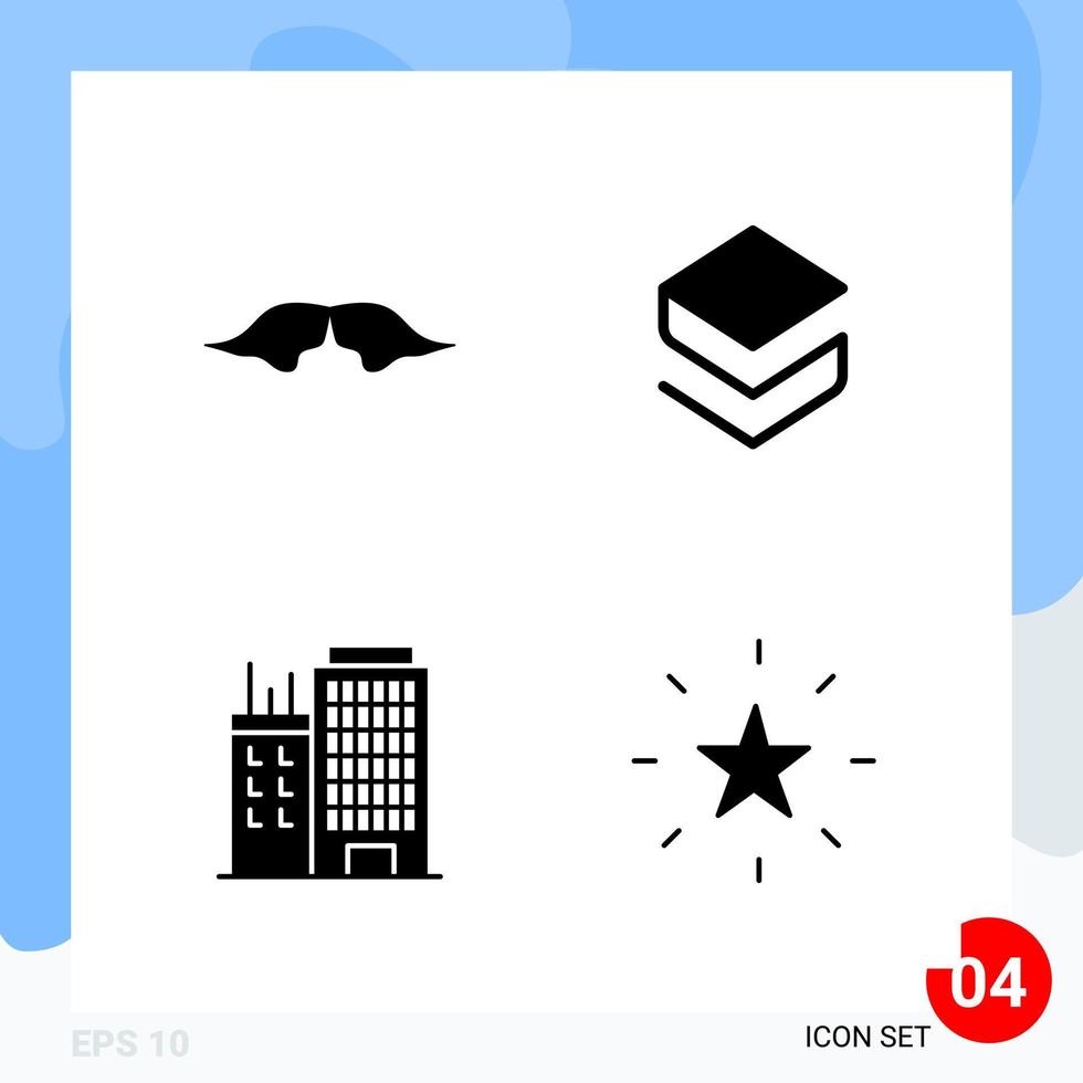 Modern Pack of 4 Icons Solid Glyph Symbols isolated on White Backgound for Website designing vector