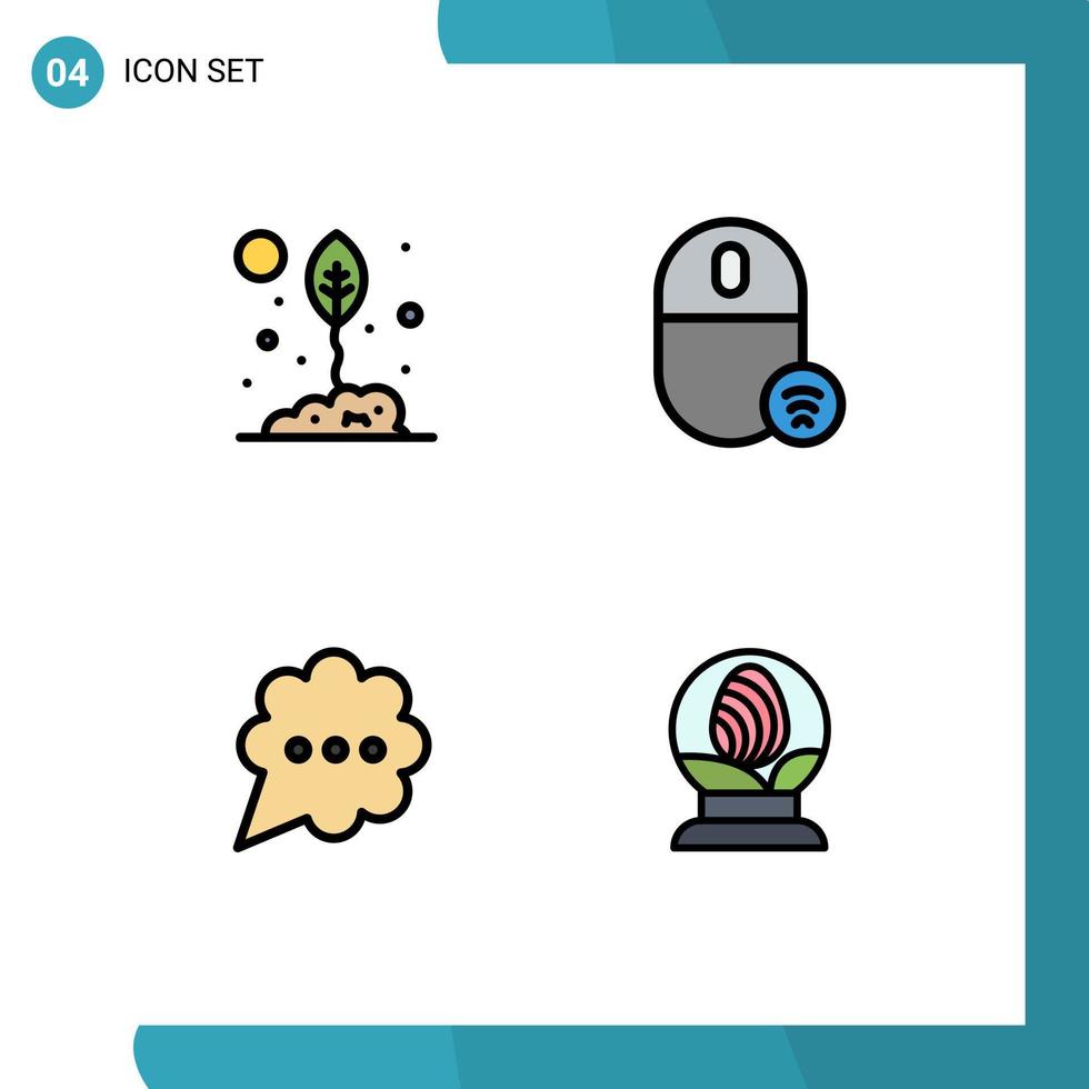 4 iconos creativos signos y símbolos modernos de agricultura dispositivos de hoja de ratón chat elementos de diseño vectorial editables vector