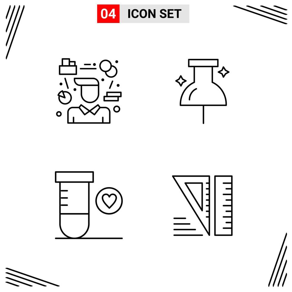 4 Icons Line Style Grid Based Creative Outline Symbols for Website Design Simple Line Icon Signs Isolated on White Background 4 Icon Set vector