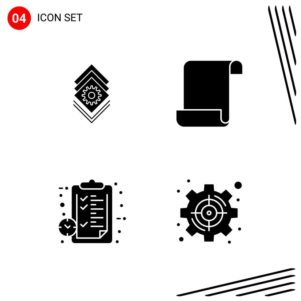 Collection of 4 Vector Icons in solid style Pixle Perfect Glyph Symbols for Web and Mobile Solid Icon Signs on White Background 4 Icons