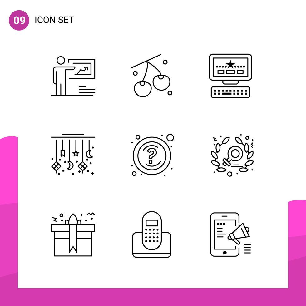 Outline Icon set Pack of 9 Line Icons isolated on White Background for responsive Website Design Print and Mobile Applications vector