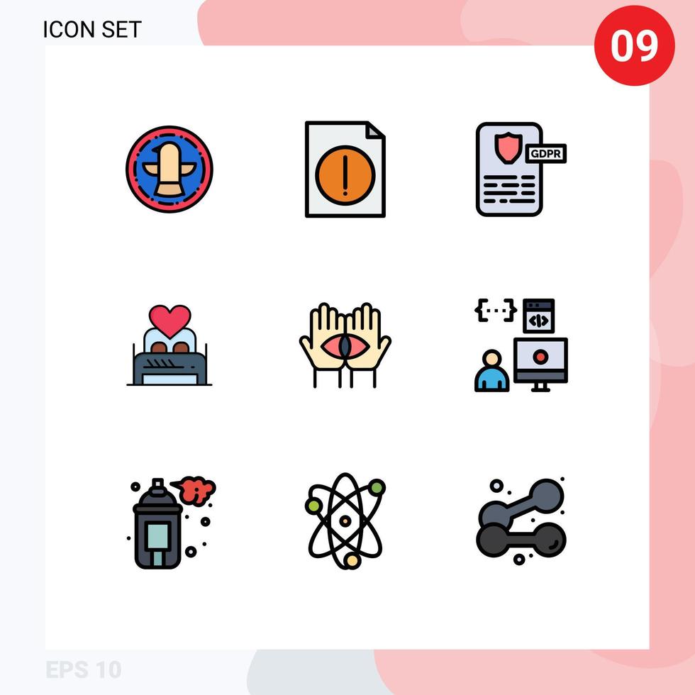 Set of 9 Modern UI Icons Symbols Signs for conspiracy valentine night design couple love Editable Vector Design Elements