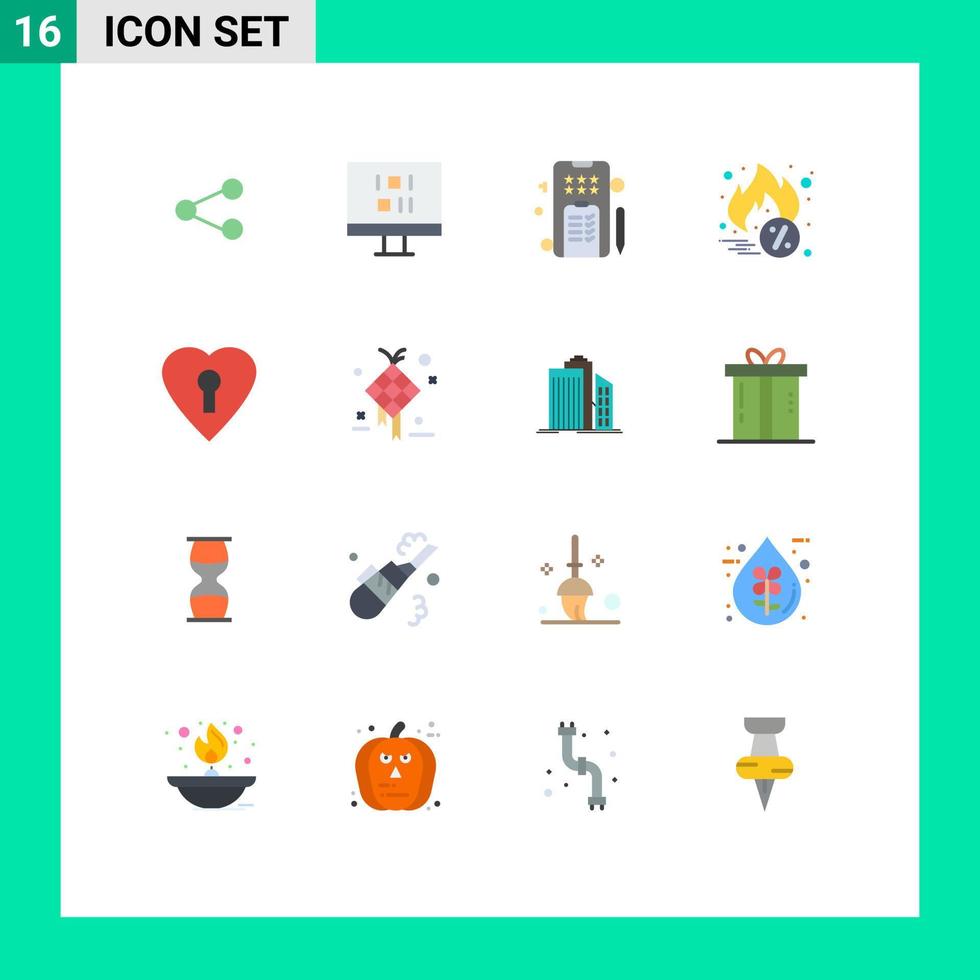 16 Creative Icons Modern Signs and Symbols of decoration love pencle heart cyber monday Editable Pack of Creative Vector Design Elements