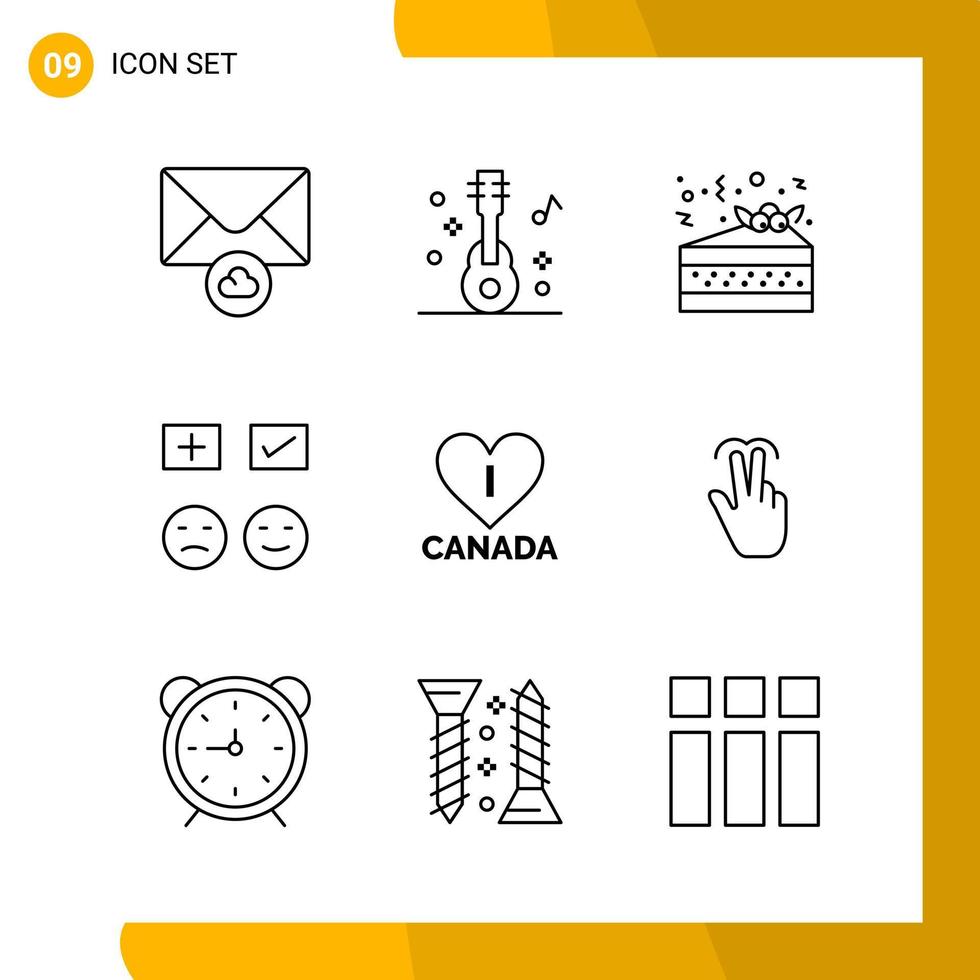 9 Icon Set Line Style Icon Pack Outline Symbols isolated on White Backgound for Responsive Website Designing vector