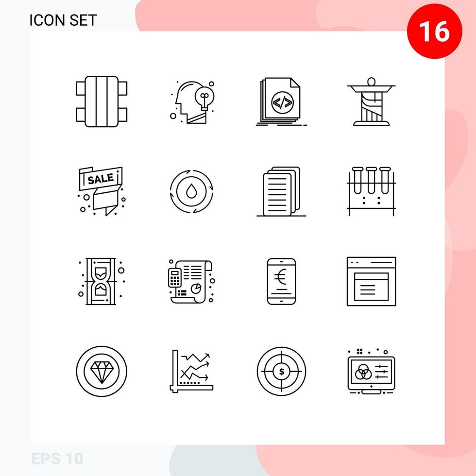 16 Universal Outline Signs Symbols of landmark christ mind jesus programming Editable Vector Design Elements