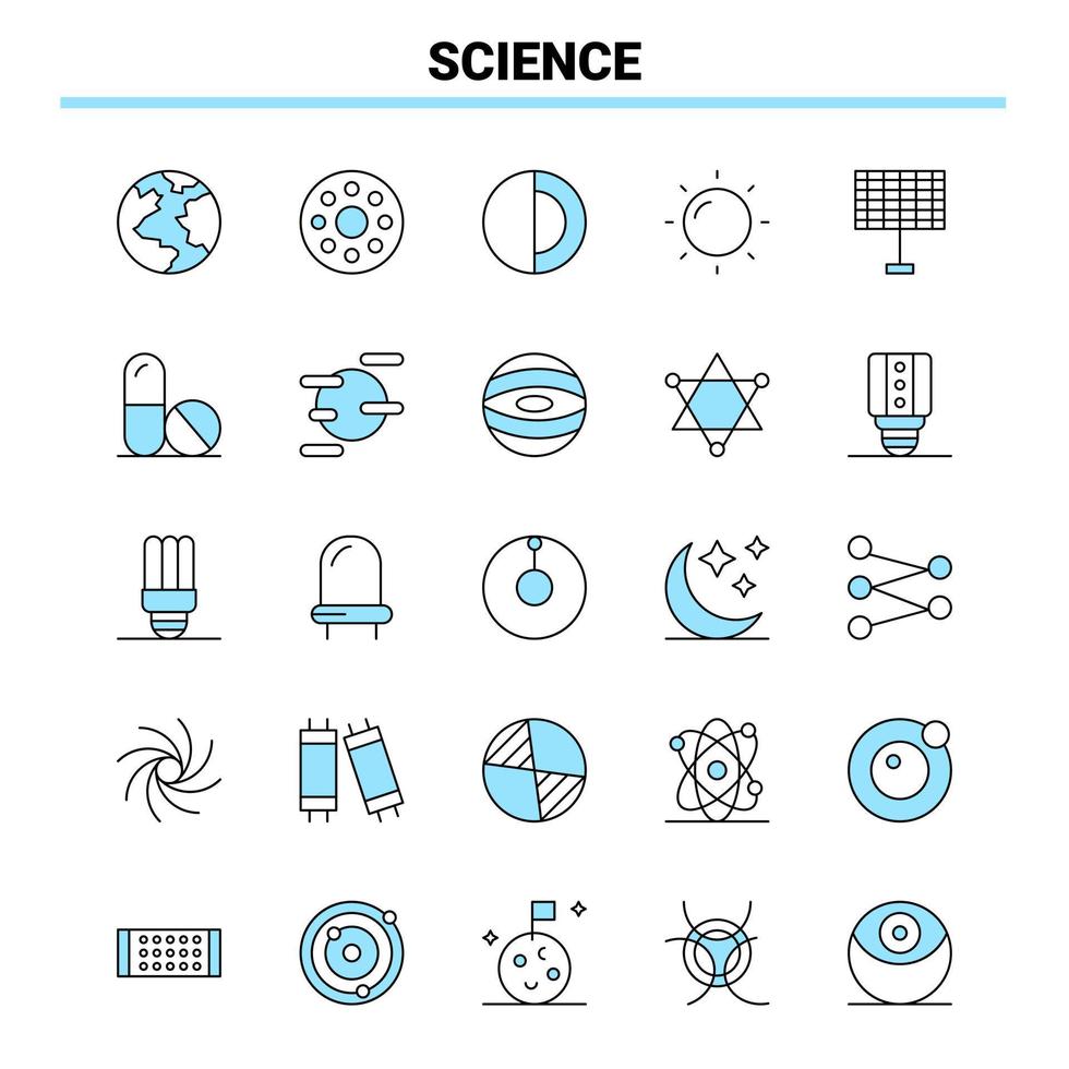 25 Science Black and Blue icon Set Creative Icon Design and logo template vector