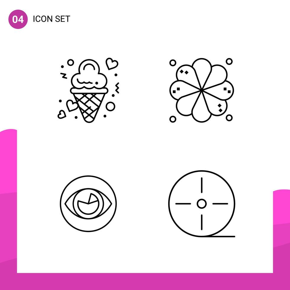 conjunto de iconos de contorno paquete de 4 iconos de línea aislados en fondo blanco para diseño de sitio web receptivo aplicaciones móviles e impresas vector