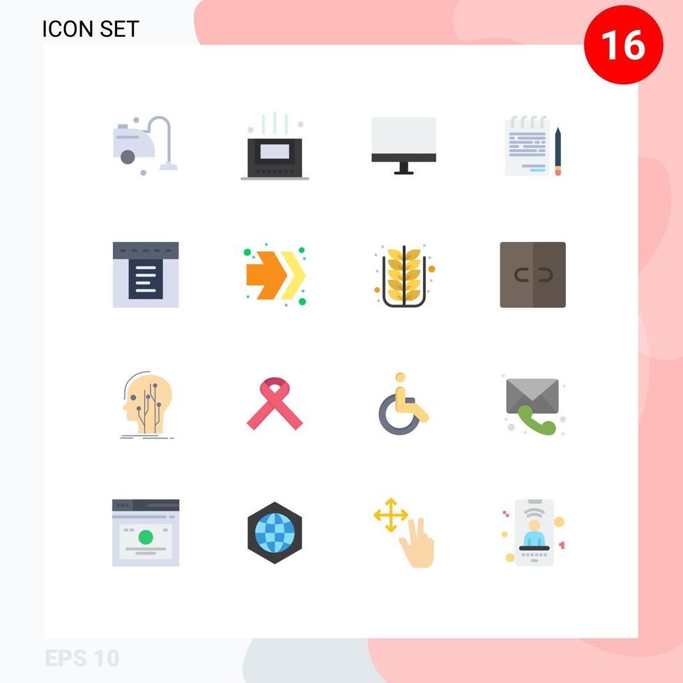 16 Thematic Vector Flat Colors and Editable Symbols of dropdown list devices corporate business Editable Pack of Creative Vector Design Elements