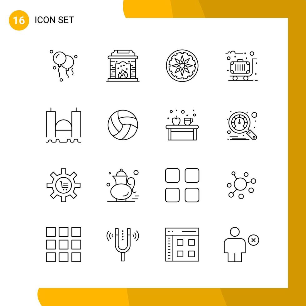 16 Icon Set Line Style Icon Pack Outline Symbols isolated on White Backgound for Responsive Website Designing vector