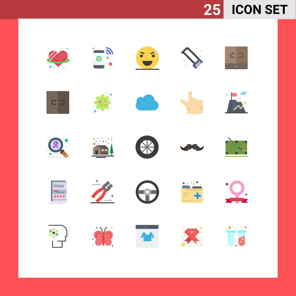 Mobile Interface Flat Color Set of 25 Pictograms of closet plumbing evil plumber scary Editable Vector Design Elements