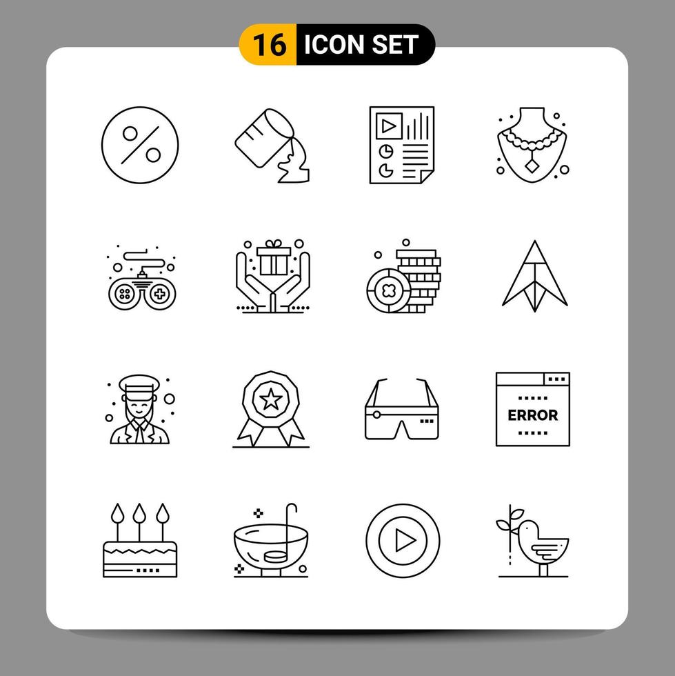 16 Black Icon Pack Outline Symbols Signs for Responsive designs on white background 16 Icons Set vector