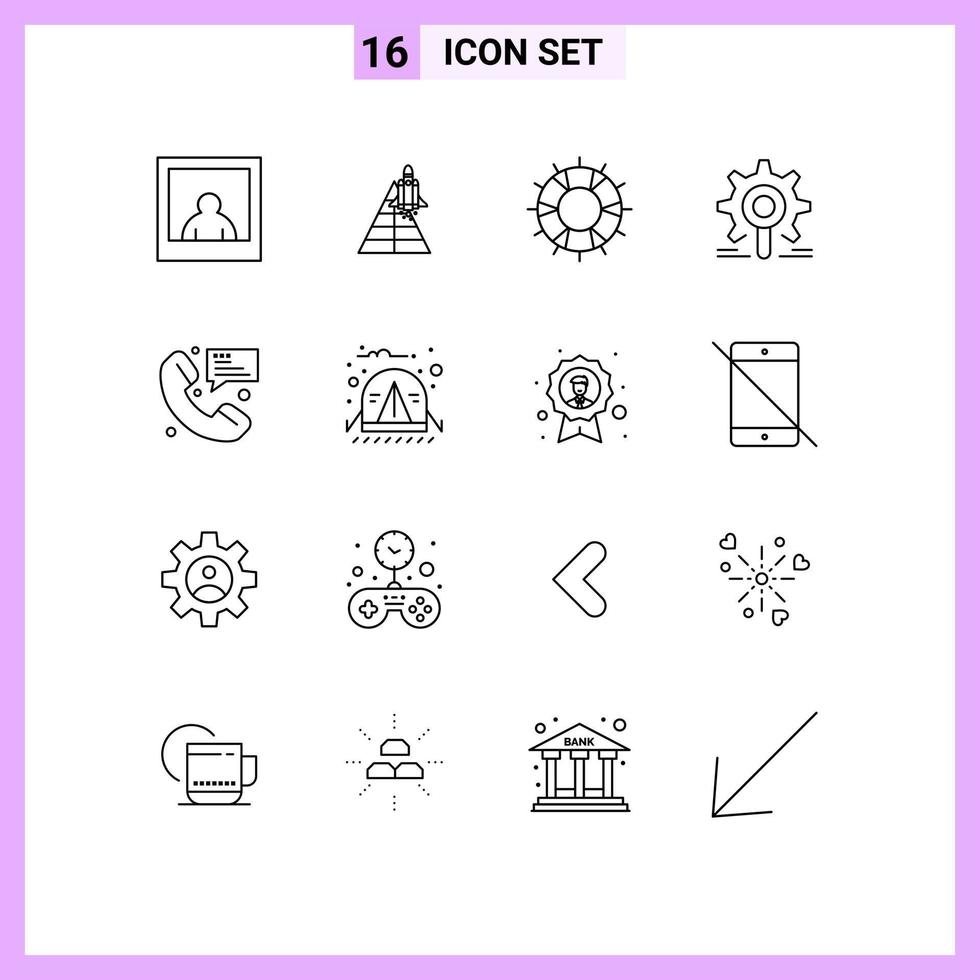 16 Universal Outline Signs Symbols of call research lifebuoy search engine Editable Vector Design Elements