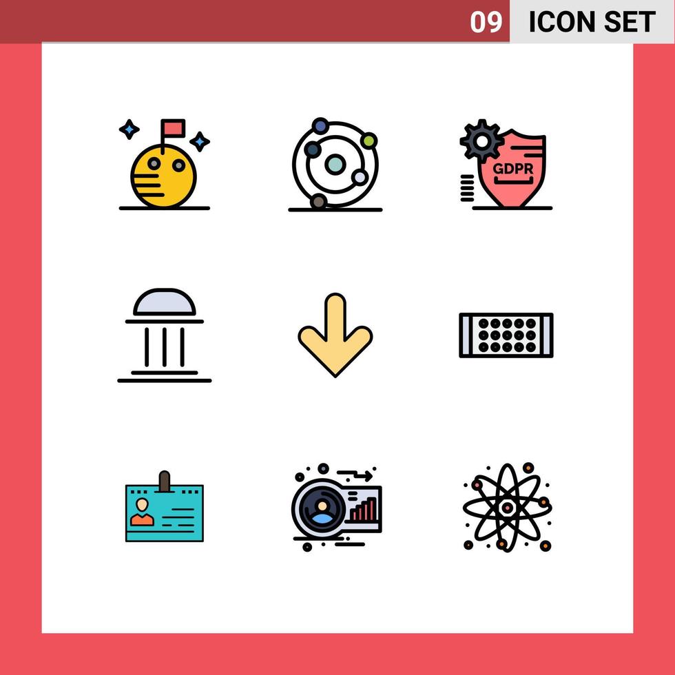 9 Filledline Flat Color concept for Websites Mobile and Apps arrow column locked building architecture Editable Vector Design Elements