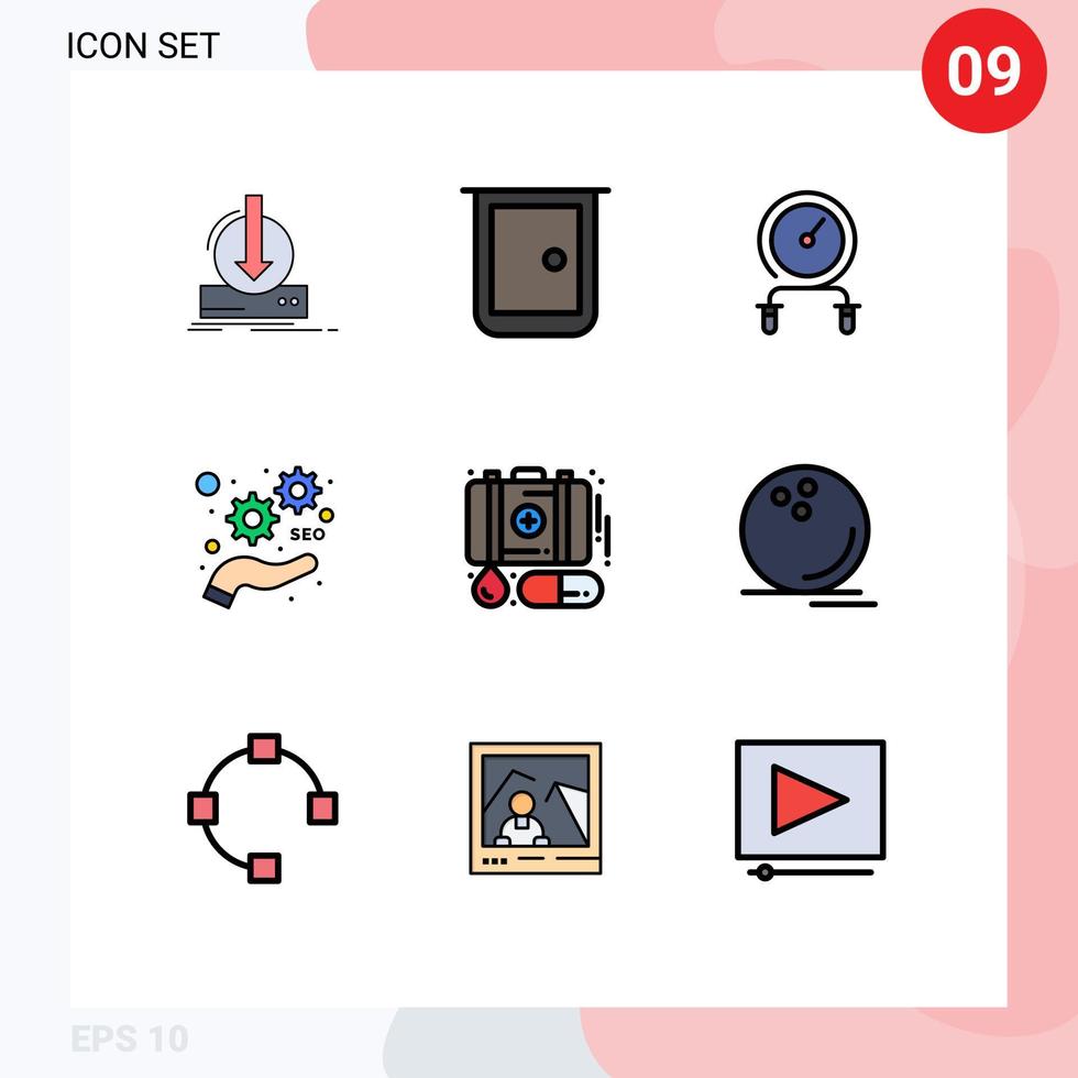 Stock Vector Icon Pack of 9 Line Signs and Symbols for seo development home training hiit Editable Vector Design Elements