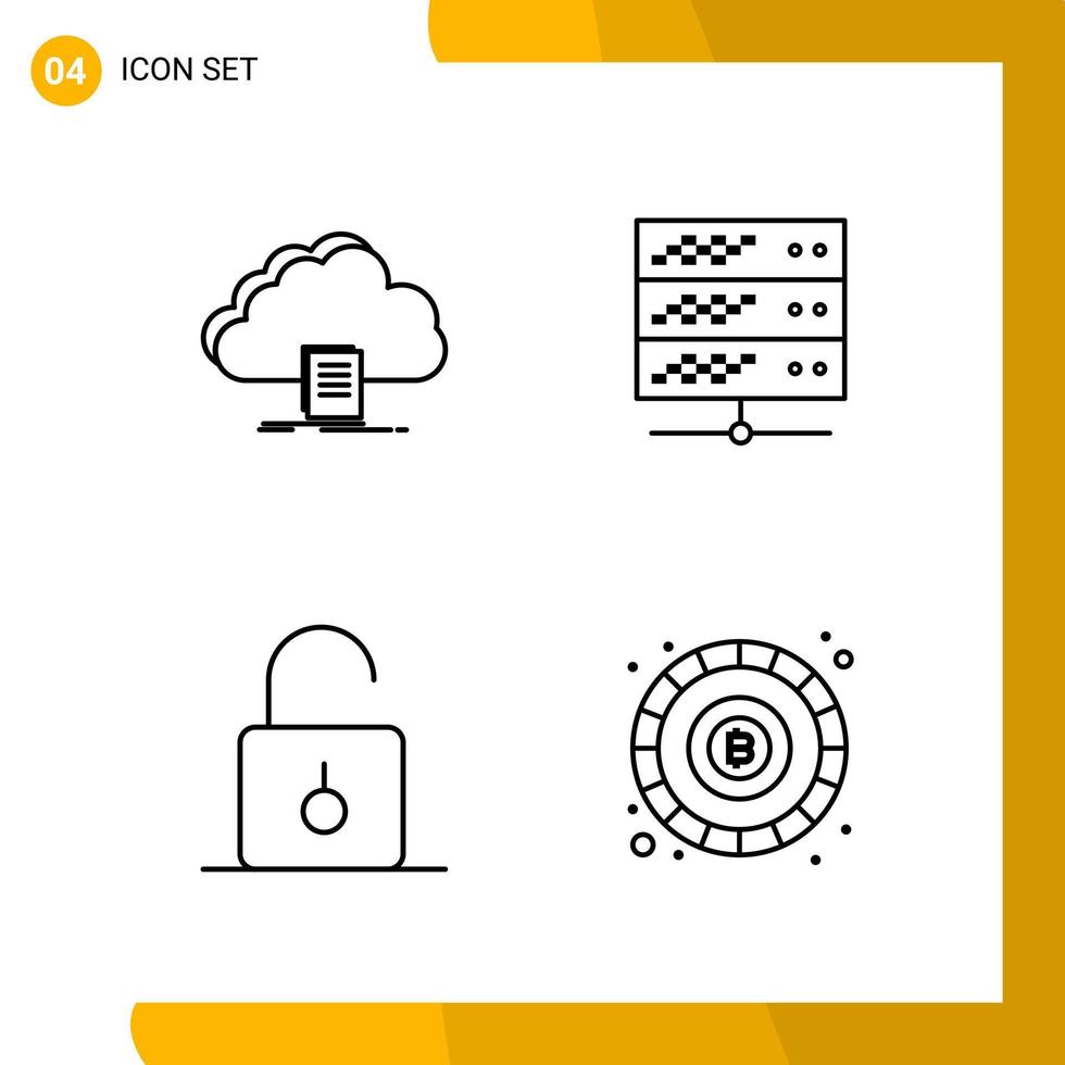 4 Icon Set Line Style Icon Pack Outline Symbols isolated on White Backgound for Responsive Website Designing vector