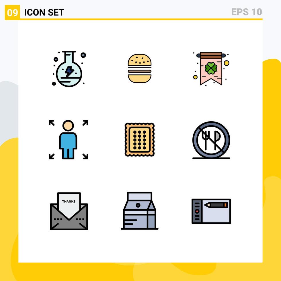 Modern Set of 9 Filledline Flat Colors and symbols such as food baking card bakery opportunity Editable Vector Design Elements
