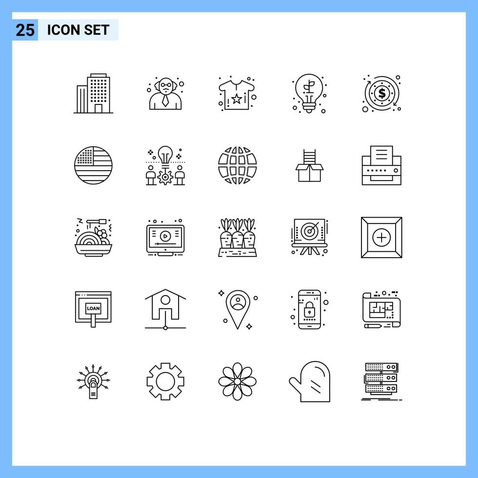 Universal Icon Symbols Group of 25 Modern Lines of american business flower budget light Editable Vector Design Elements