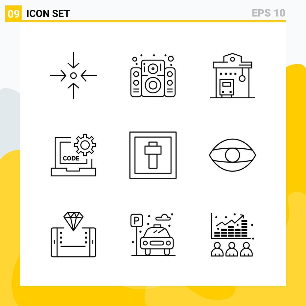 Collection of 9 Universal Line Icons Icon Set for Web and Mobile vector