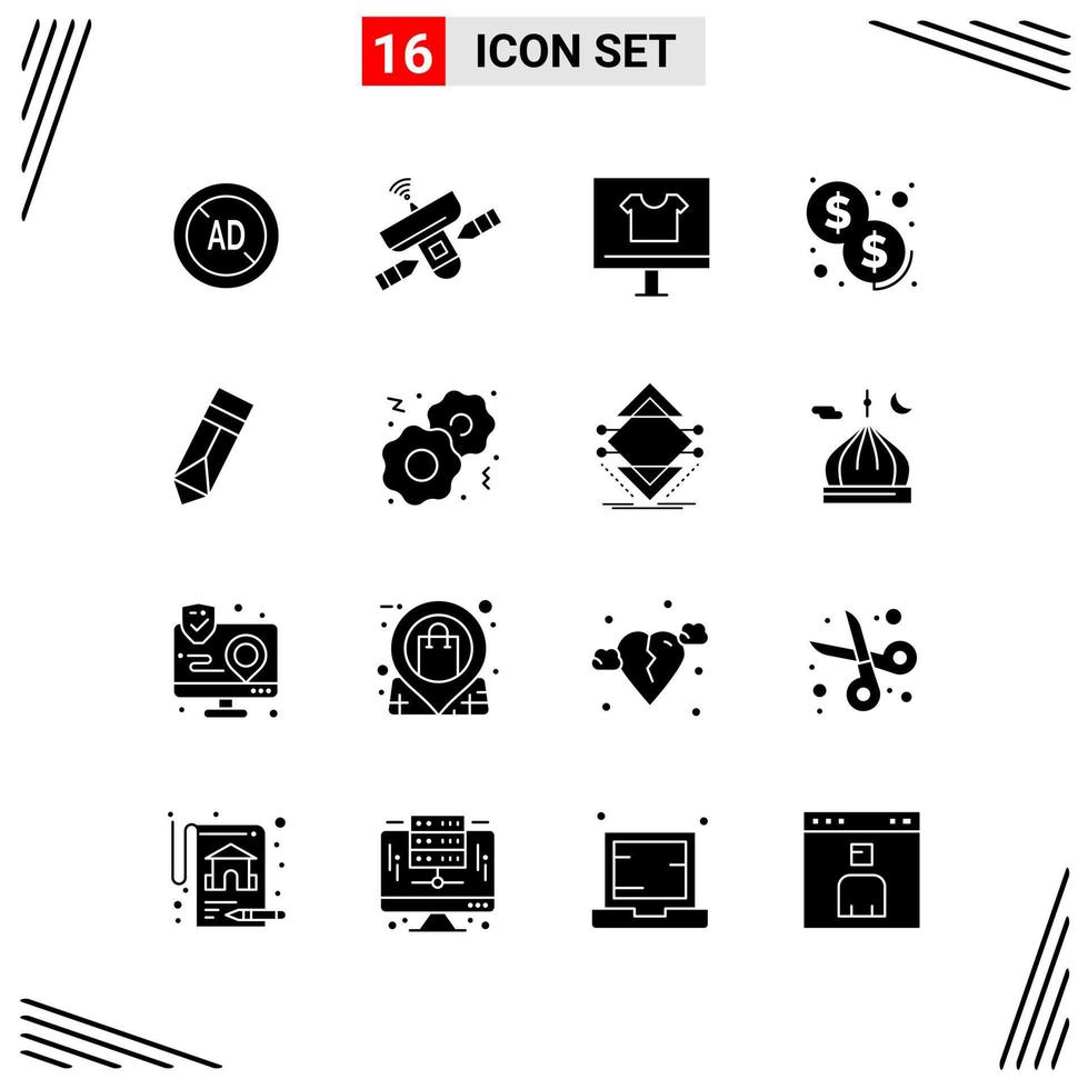 16 Icons Solid Style Grid Based Creative Glyph Symbols for Website Design Simple Solid Icon Signs Isolated on White Background 16 Icon Set vector