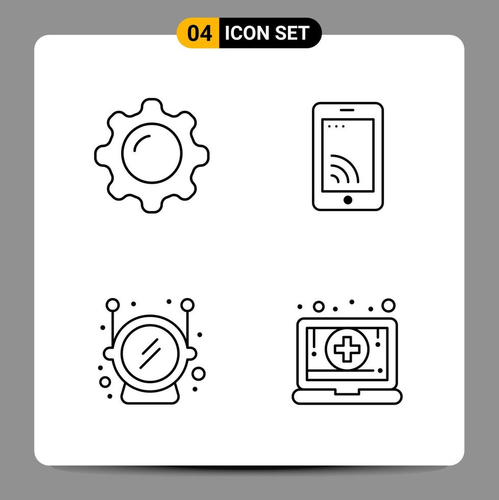 4 Black Icon Pack Outline Symbols Signs for Responsive designs on white background 4 Icons Set vector