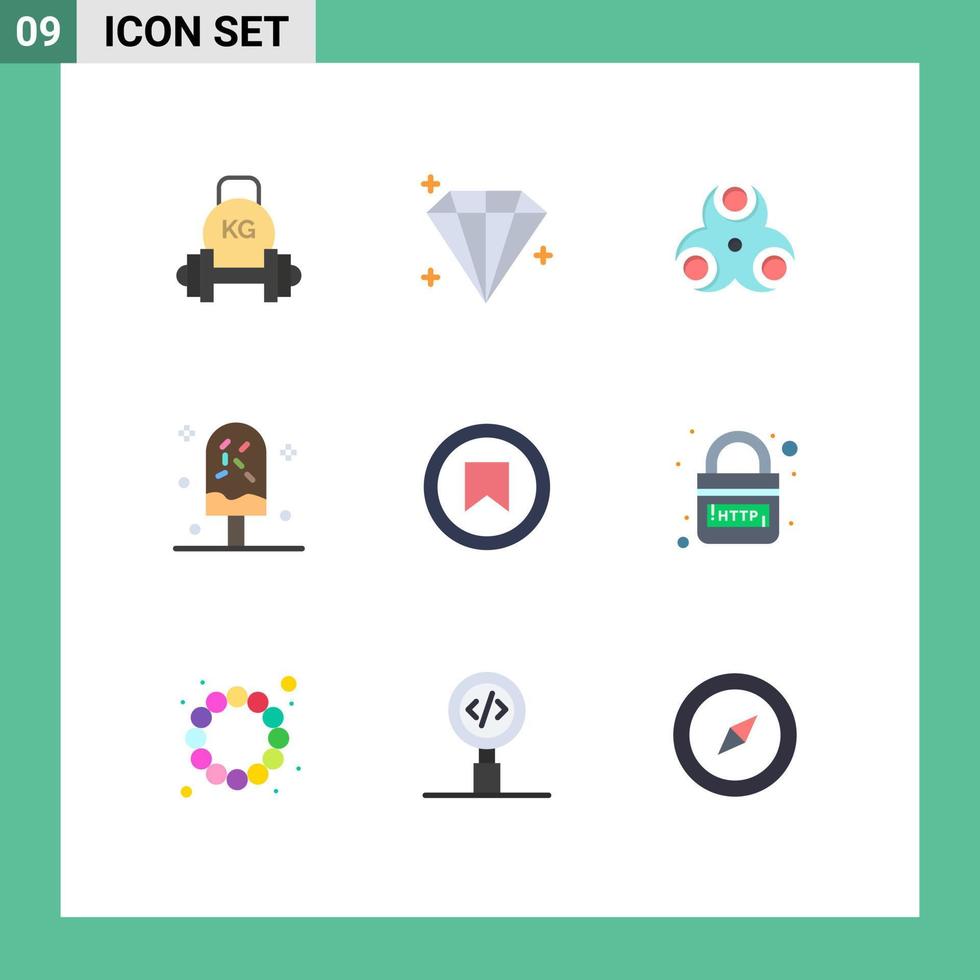 Set of 9 Vector Flat Colors on Grid for interface summer hazard ice cold Editable Vector Design Elements