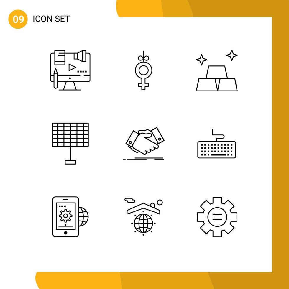 9 Creative Icons Modern Signs and Symbols of agreement hand shake finance handshake eco Editable Vector Design Elements