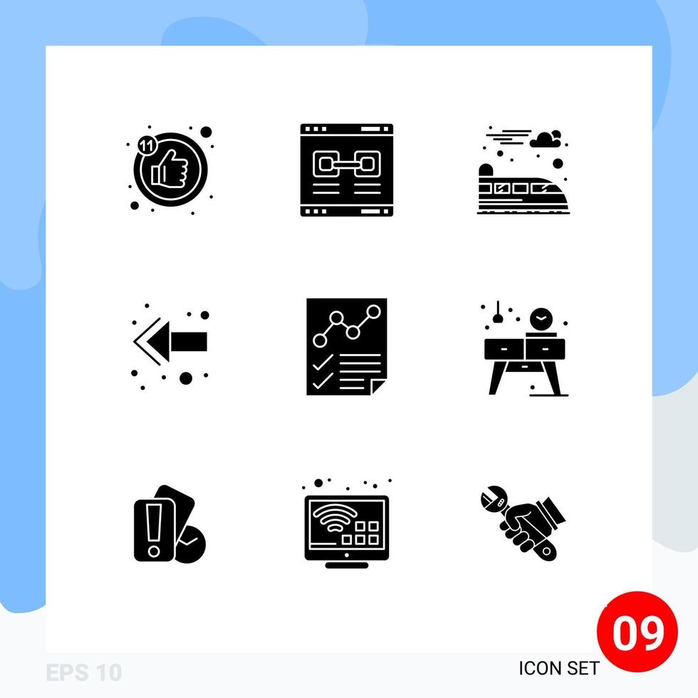 9 iconos creativos, signos y símbolos modernos de análisis eléctrico de datos de página, elementos de diseño vectorial editables vector