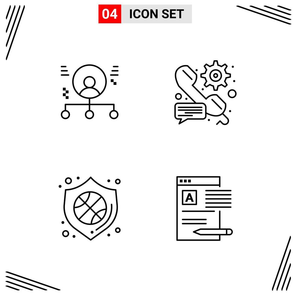 4 Icons Line Style Grid Based Creative Outline Symbols for Website Design Simple Line Icon Signs Isolated on White Background 4 Icon Set vector