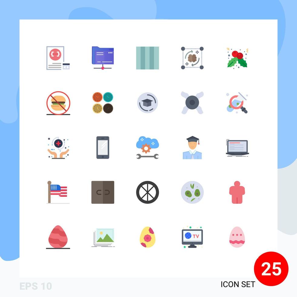 Pack of 25 Modern Flat Colors Signs and Symbols for Web Print Media such as christmas storming storage brain process Editable Vector Design Elements