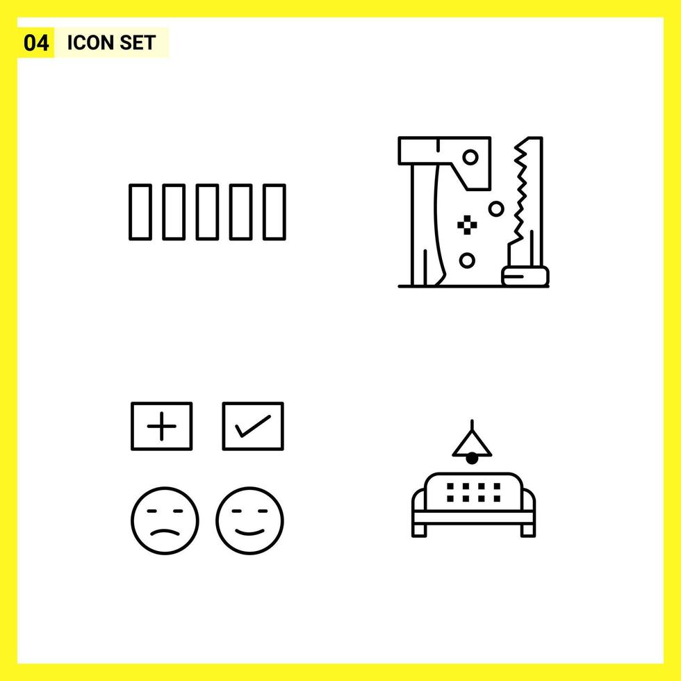 4 Icon Set Simple Line Symbols Outline Sign on White Background for Website Design Mobile Applications and Print Media vector