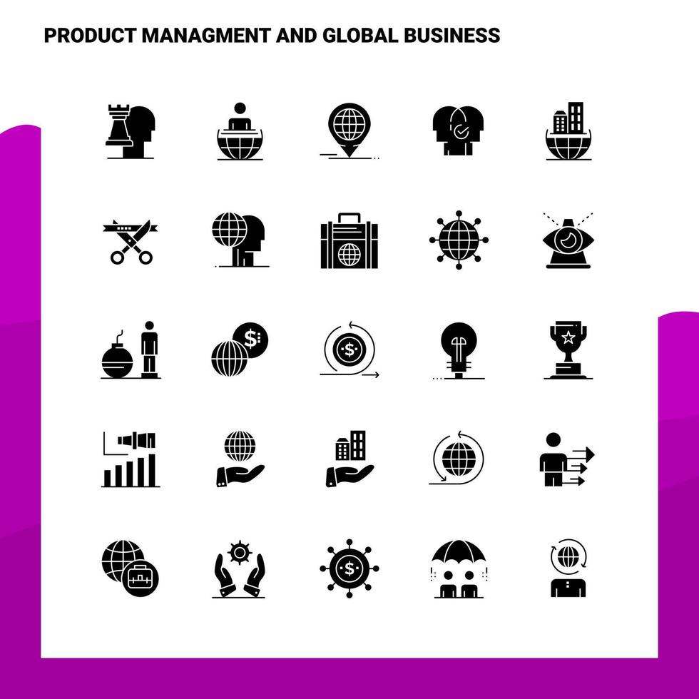 25 Product Managment And Global Business Icon set Solid Glyph Icon Vector Illustration Template For Web and Mobile Ideas for business company