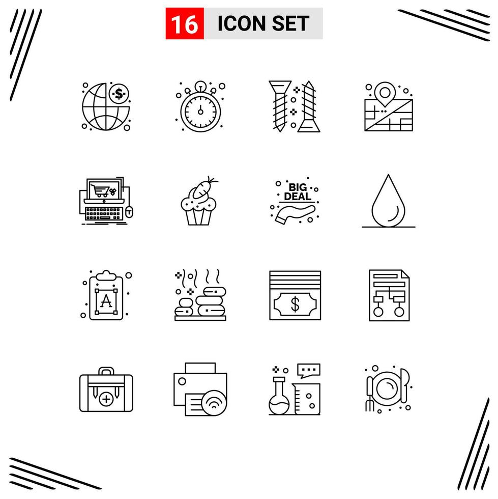 16 Creative Icons Modern Signs and Symbols of shop cart construction management location Editable Vector Design Elements