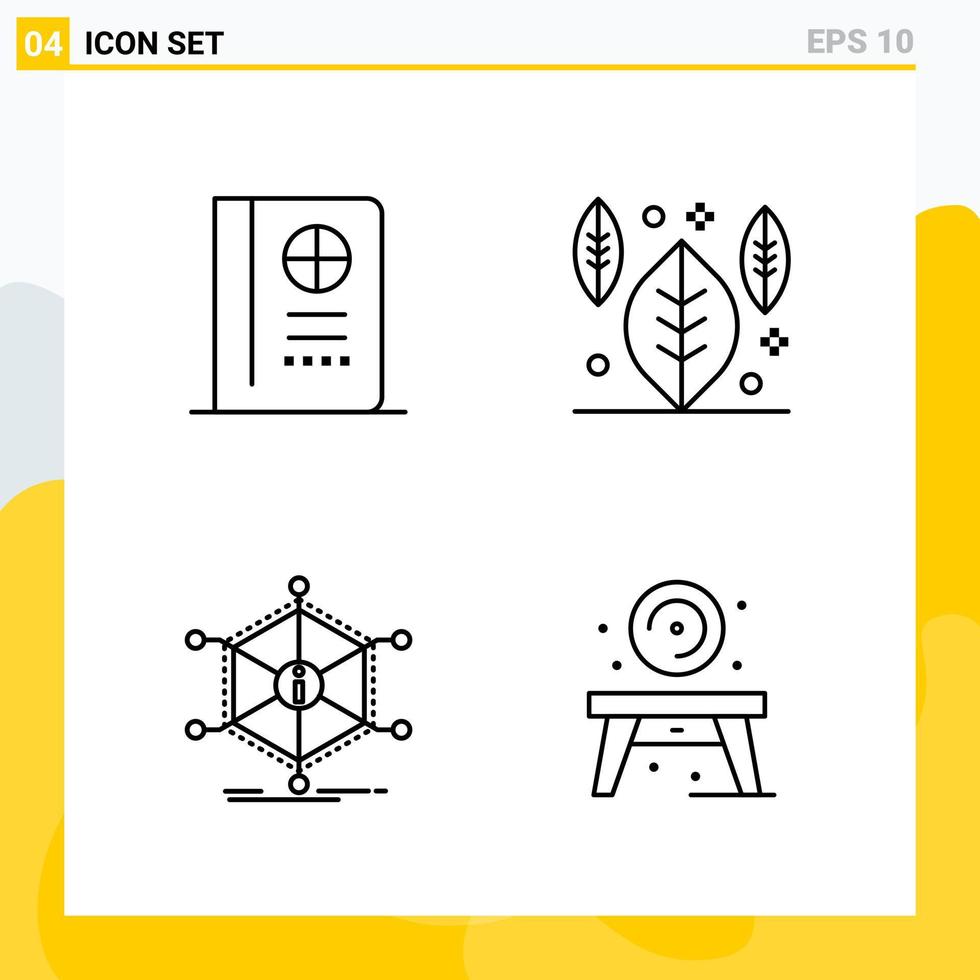 Collection of 4 Universal Line Icons Icon Set for Web and Mobile vector
