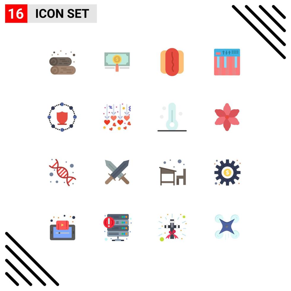 Set of 16 Vector Flat Colors on Grid for computing midi dollar keyboard controller Editable Pack of Creative Vector Design Elements