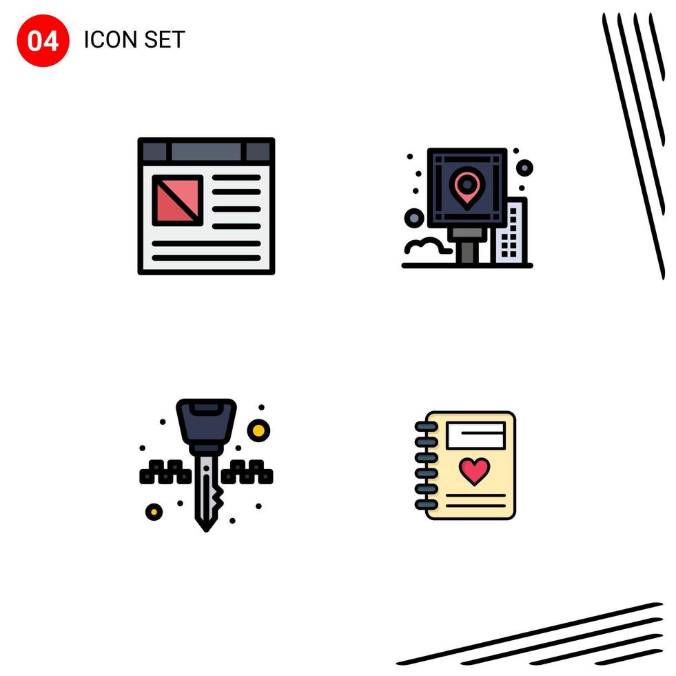 4 Creative Icons Modern Signs and Symbols of app equipment website navigation key chain Editable Vector Design Elements