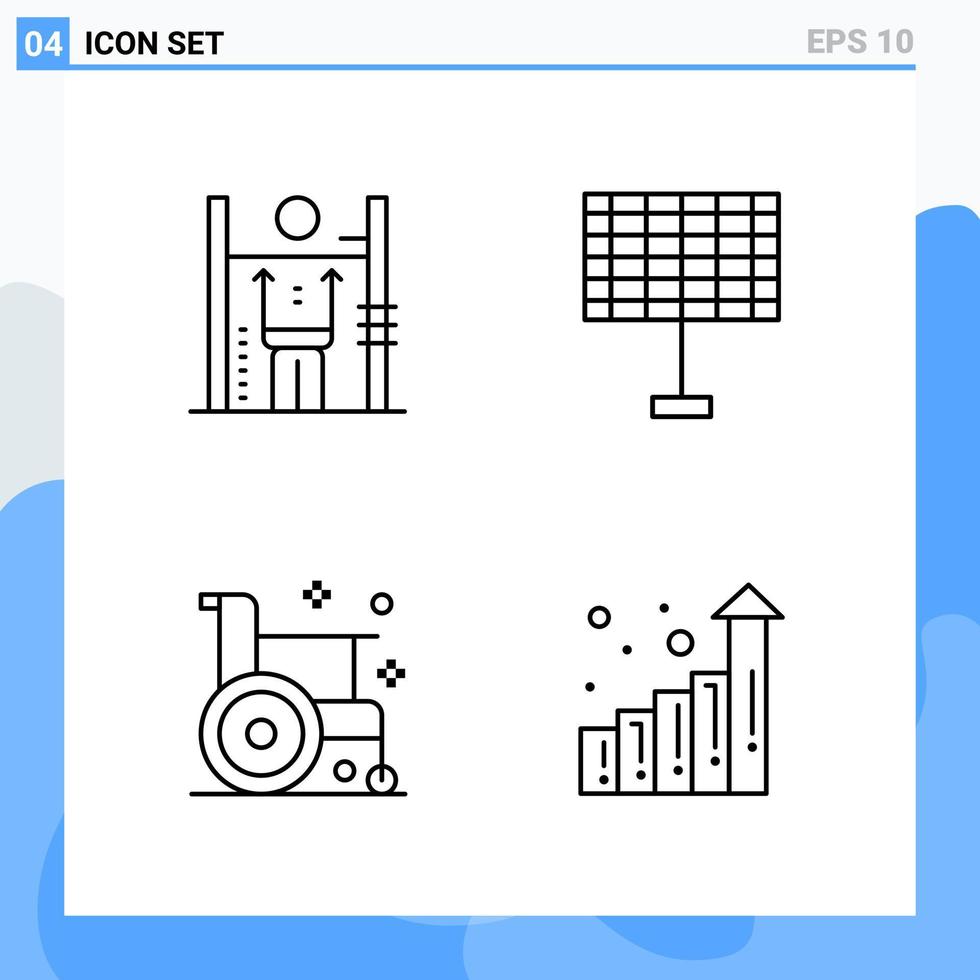 Modern 4 Line style icons Outline Symbols for general use Creative Line Icon Sign Isolated on White Background 4 Icons Pack vector