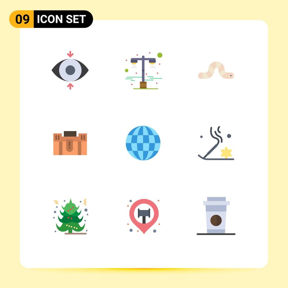 Pictogram Set of 9 Simple Flat Colors of travel portfolio bug holding business Editable Vector Design Elements