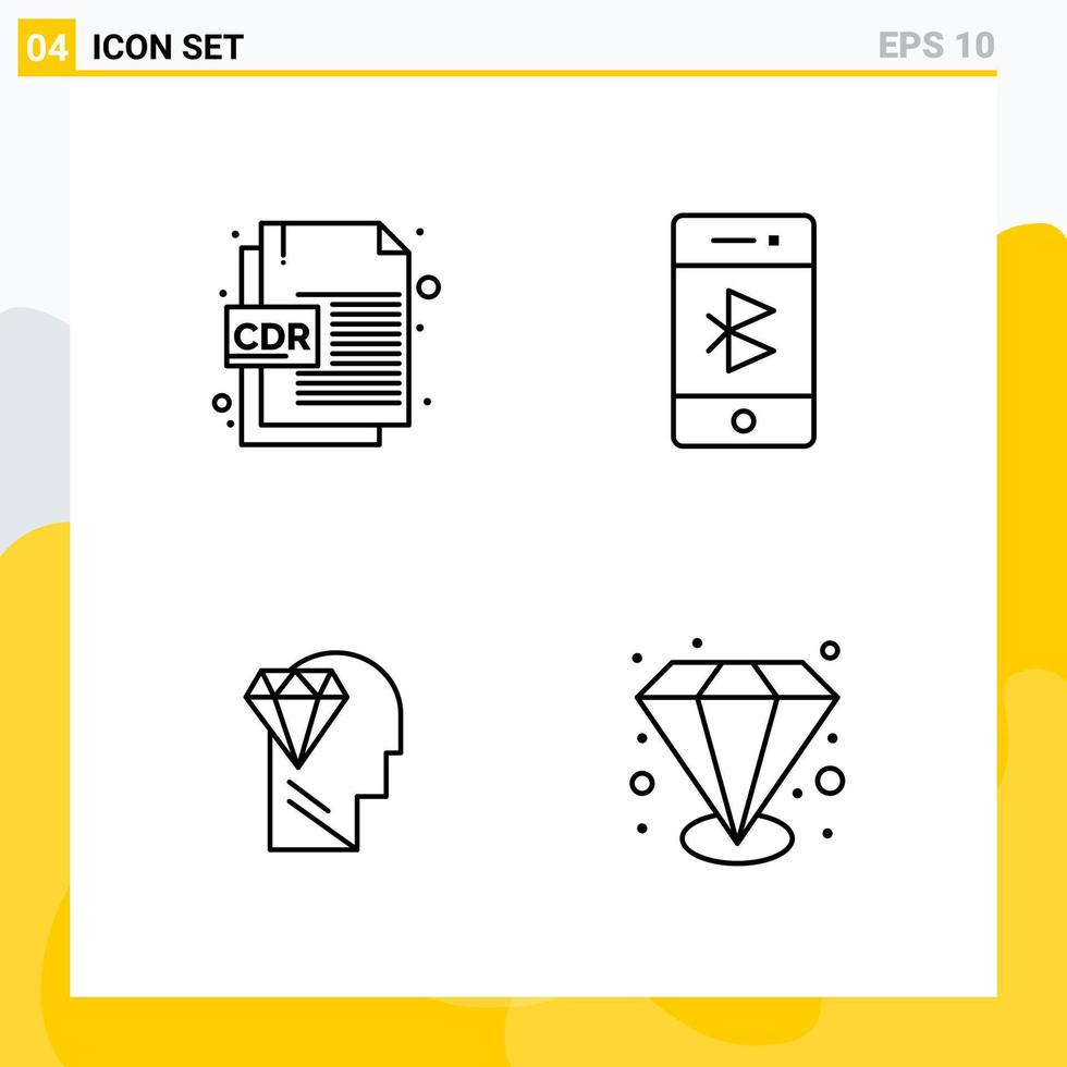 Collection of 4 Universal Line Icons Icon Set for Web and Mobile vector