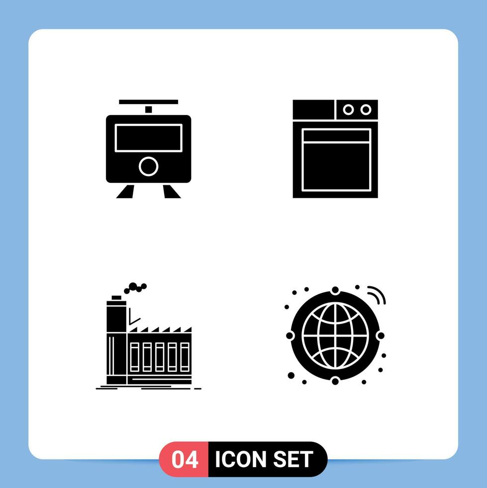 Solid Glyph Pack of Universal Symbols of maps industry train production Editable Vector Design Elements