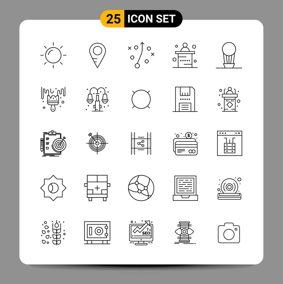 25 Black Icon Pack Outline Symbols Signs for Responsive designs on white background 25 Icons Set vector