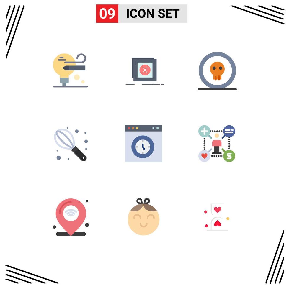 Modern Set of 9 Flat Colors and symbols such as interface wire coin mixer pirate Editable Vector Design Elements