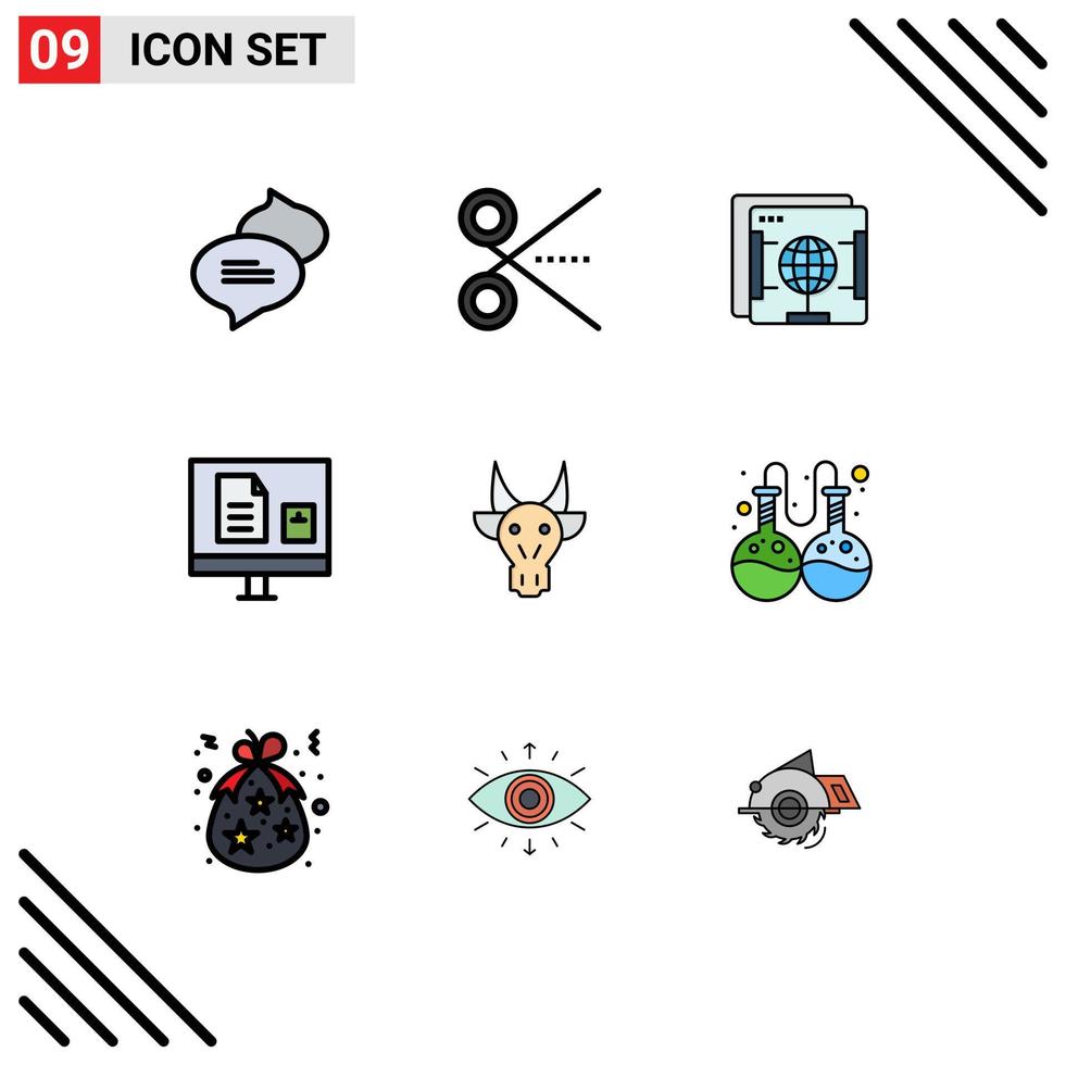 conjunto de 9 iconos de interfaz de usuario modernos signos de símbolos para el navegador de aprendizaje de adorno aprender elementos de diseño vectorial editables vector