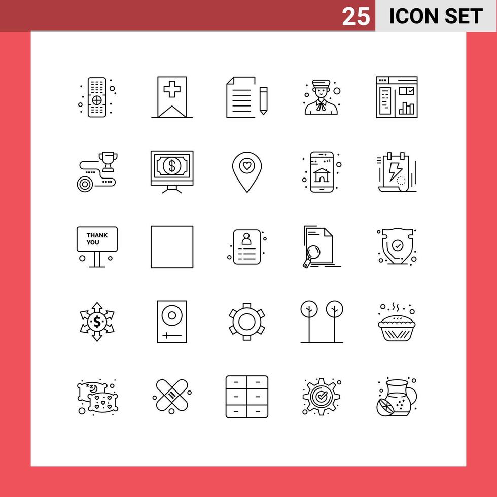 Stock Vector Icon Pack of 25 Line Signs and Symbols for graphic professional extension people bell Editable Vector Design Elements