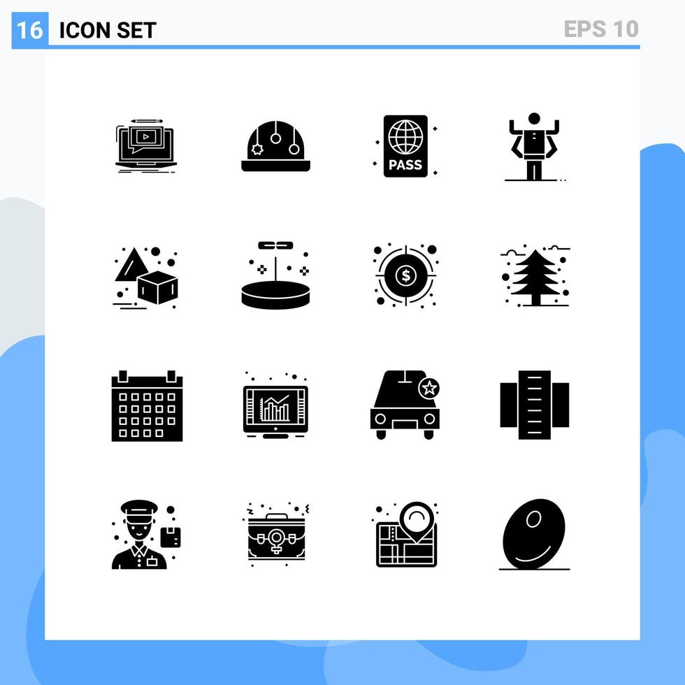 Pack of 16 Modern Solid Glyphs Signs and Symbols for Web Print Media such as flip multitask beach human summer Editable Vector Design Elements