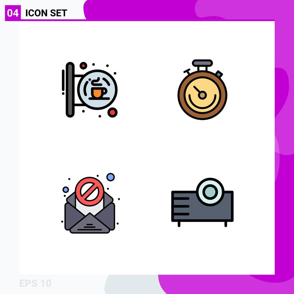 4 iconos creativos signos y símbolos modernos de la tienda de correo electrónico de la junta elementos de diseño vectorial editables de virus deportivos vector